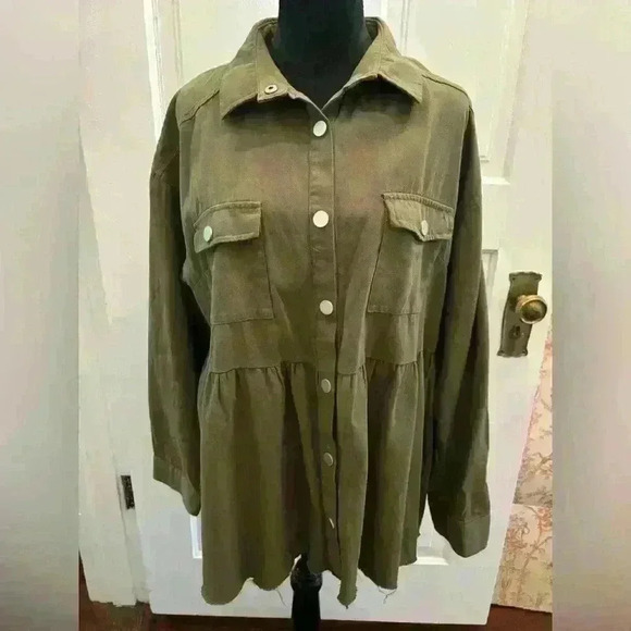 chic soul Womens Sz 2x Cozier Now Jacket, Olive - Picture 2 of 8